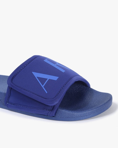 Armani exchange icon logo single strap slides Sandals (blue)