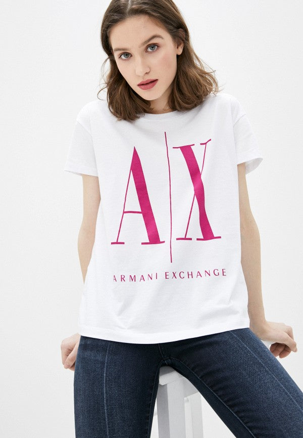 Armani Exchange women white pink Relaxed Fit Tshirt