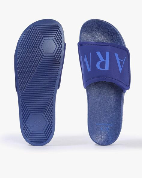 Armani exchange icon logo single strap slides Sandals (blue)