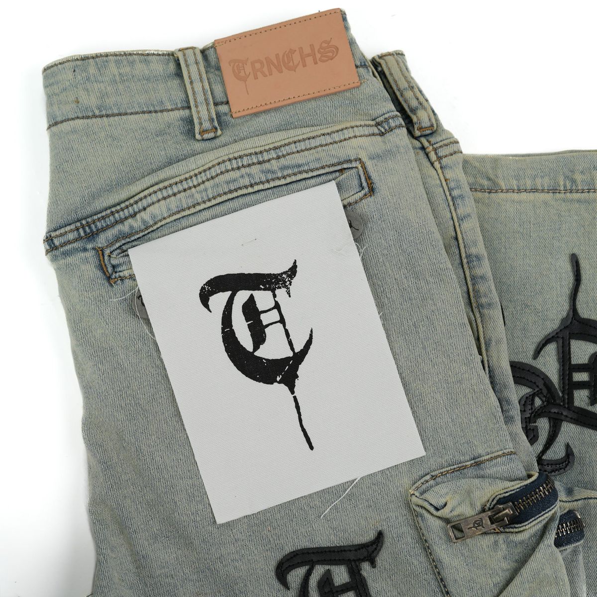 TRNCHS KHANDAQ" Light Wash Cargo Denim