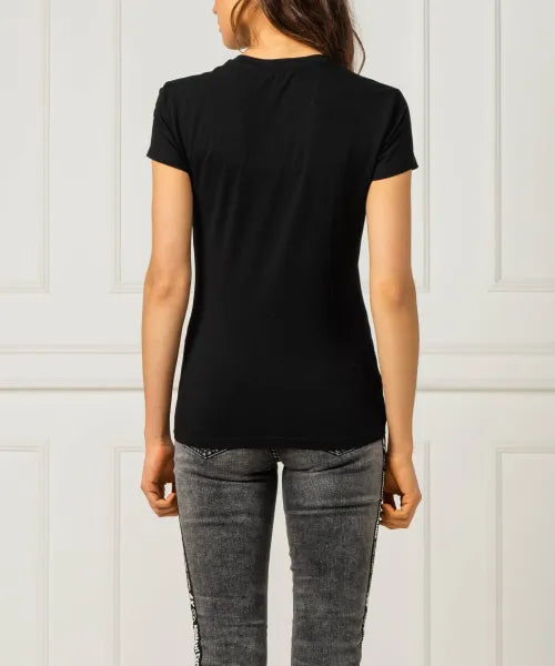 Armani Exchange women black white stud tshirt