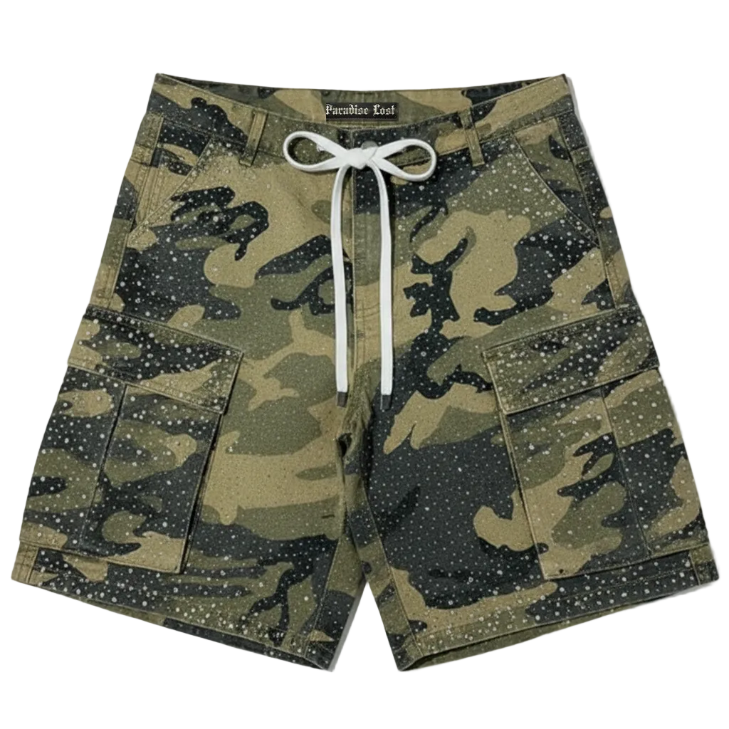 paradise lost camo diamond shorts