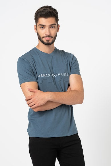 Armani Exchange Regular Fit Light Blue Icon Logo Tshirt