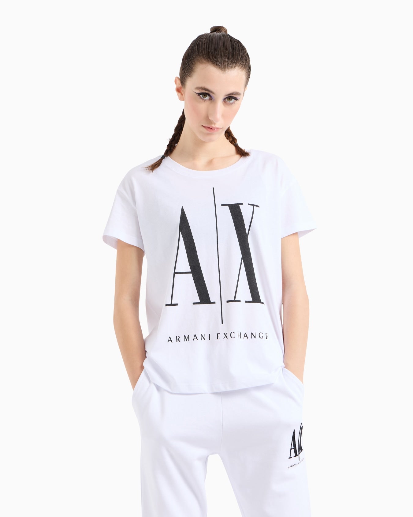Armani Exchange women RELAXED FIT T-SHIRT WITH ROUND NECK AND LOGO