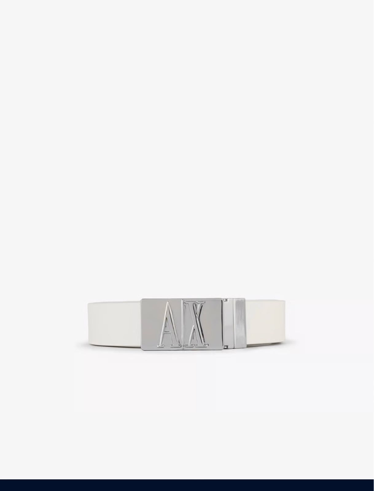 ARMANI EXCHANGE REVERSIBLE LEATHER BELT WITH CHROME METAL LOGO BUCKLE