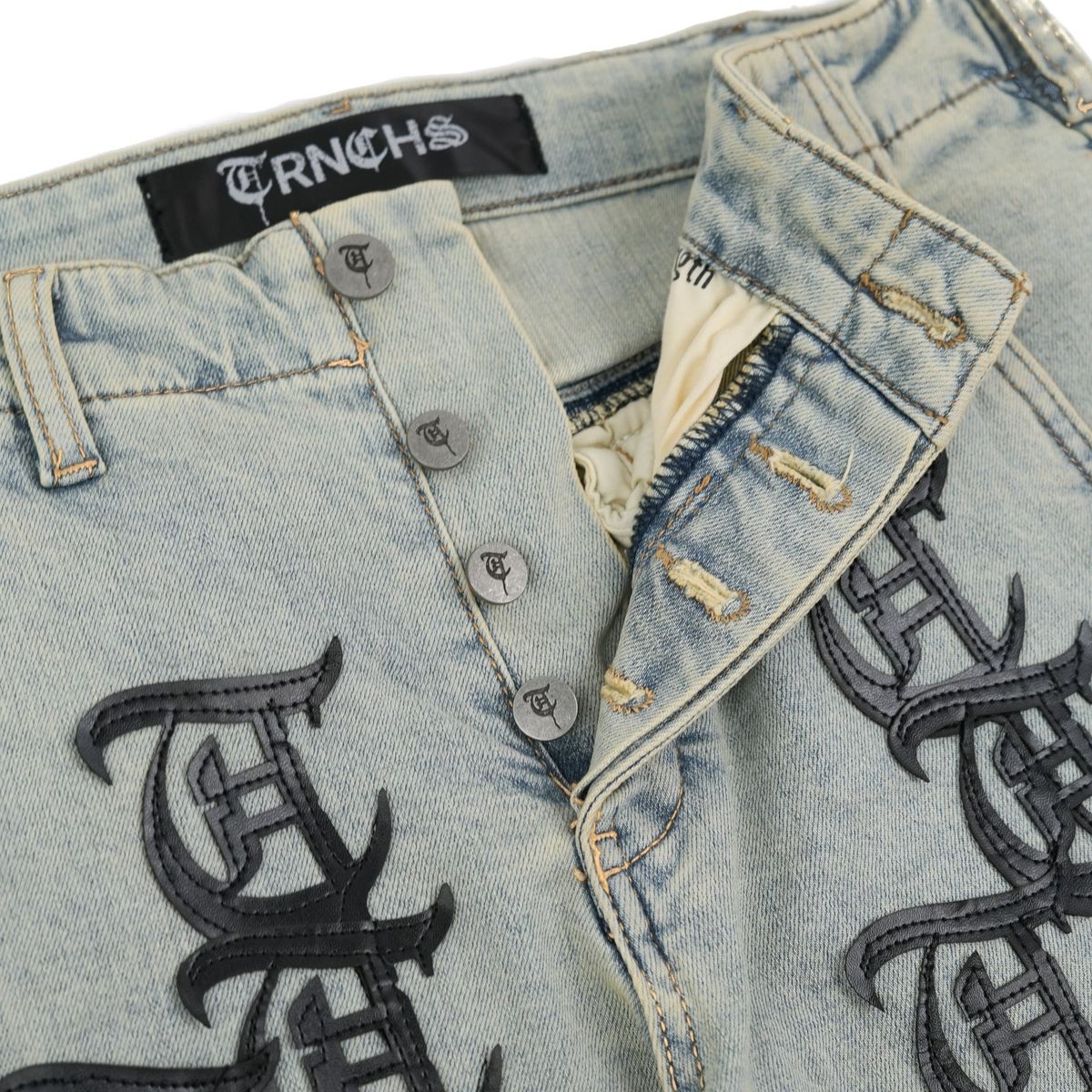 TRNCHS KHANDAQ" Light Wash Cargo Denim