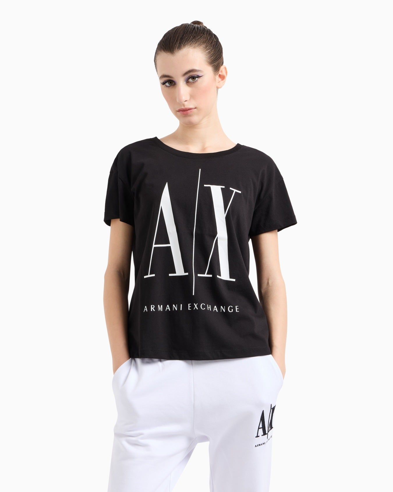 Armani Exchange women RELAXED FIT T-SHIRT WITH ROUND NECK AND LOGO