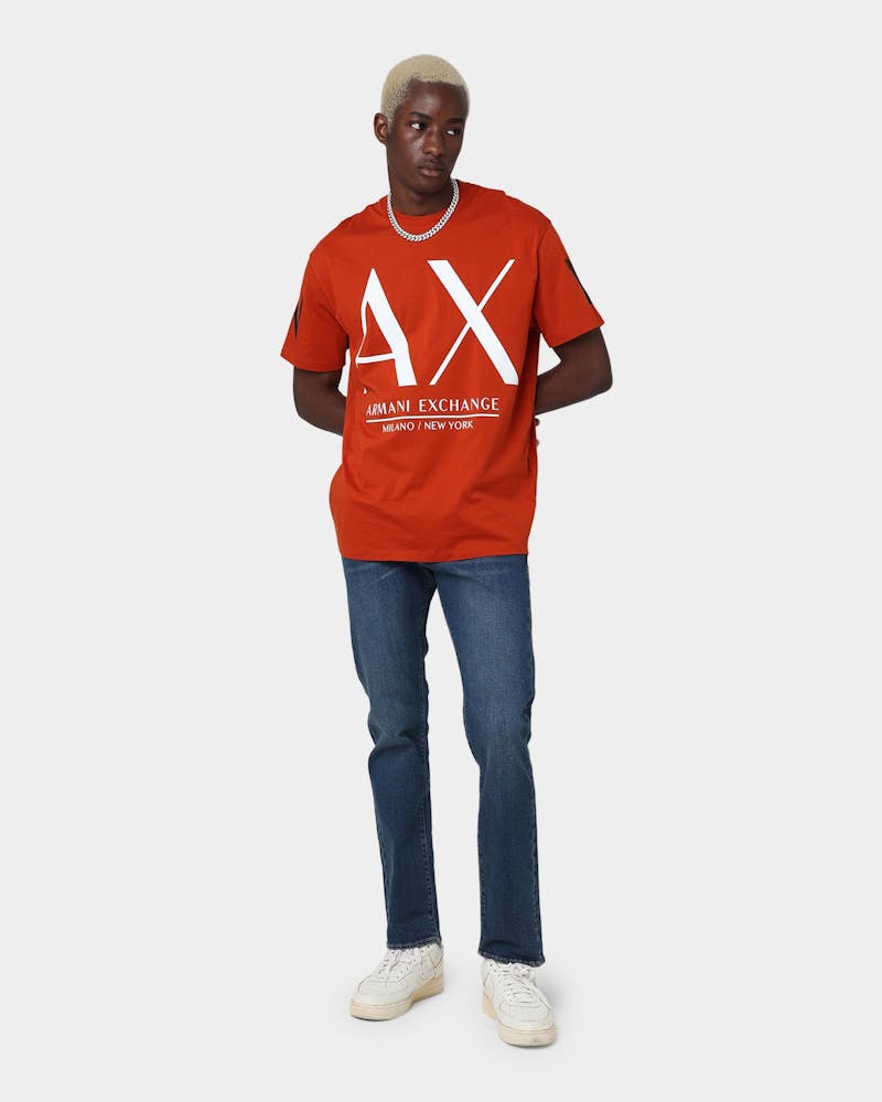 Armani Exchange Comfort Fit Orange White Oversized Icon Logo Tshirt