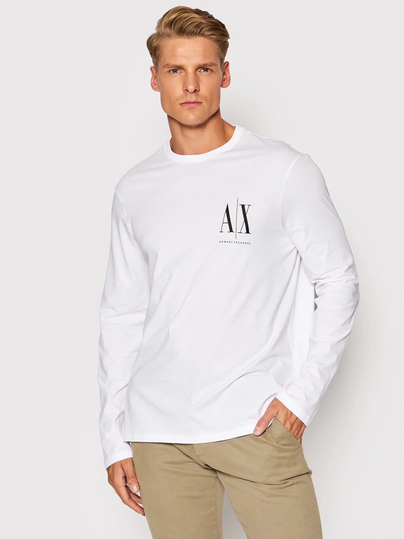 Armani Exchange White,Black Long Sleeve T-Shirts