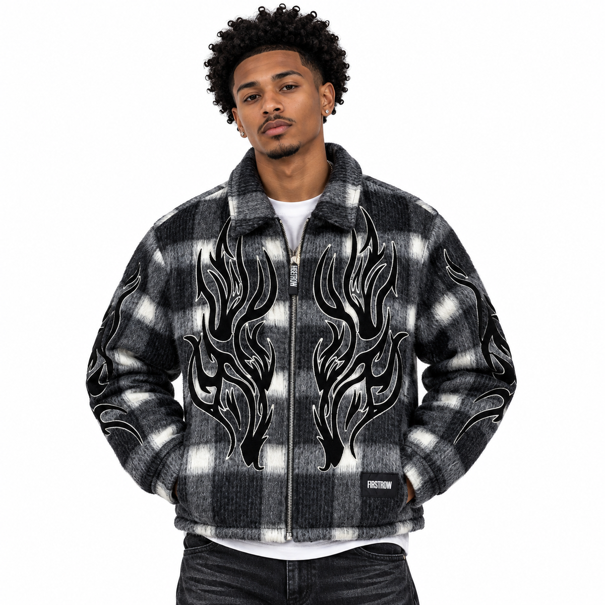 First Row midnight flame shacket - black/white