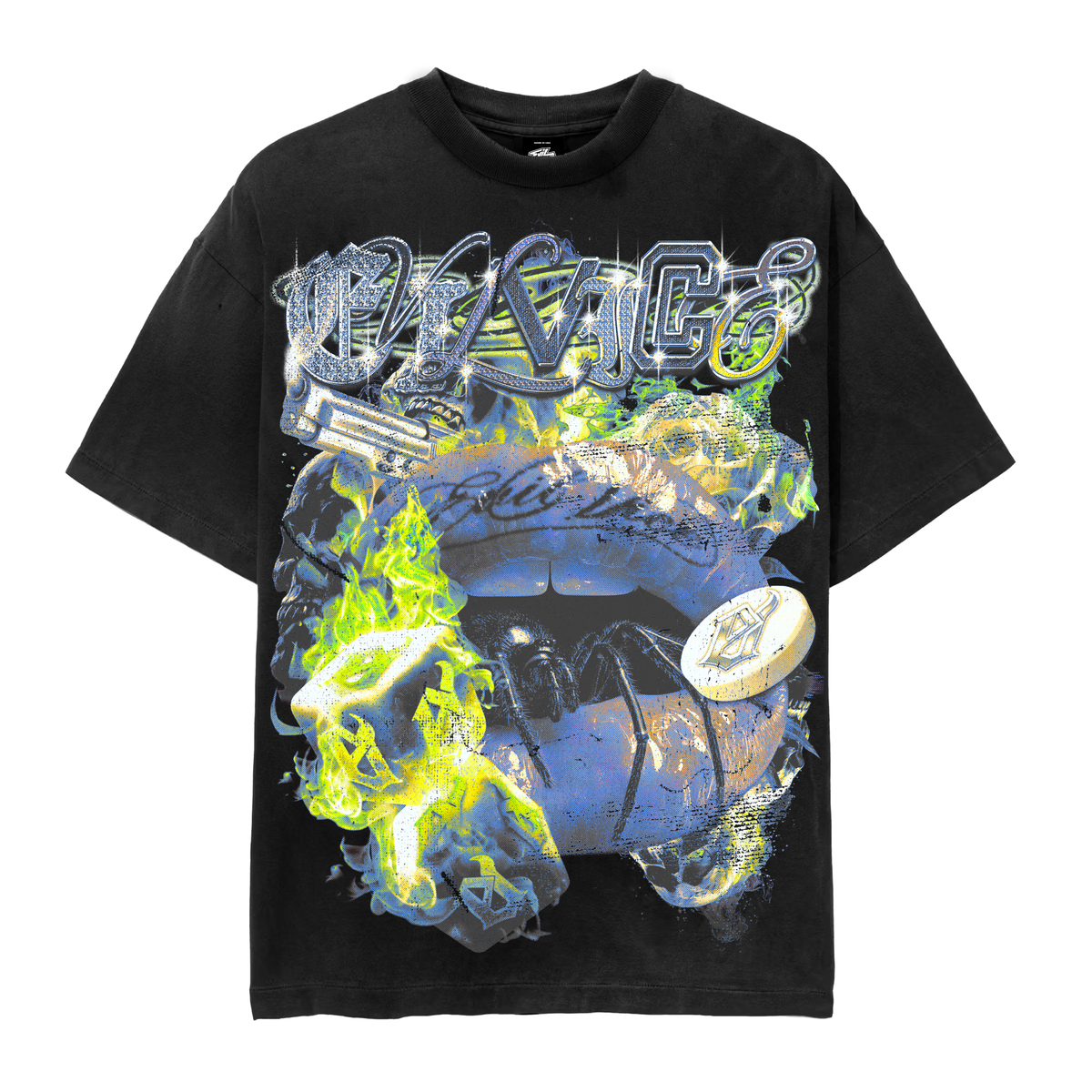Evil Vice “Flame Lips” Tee – Black (EVS25-21)