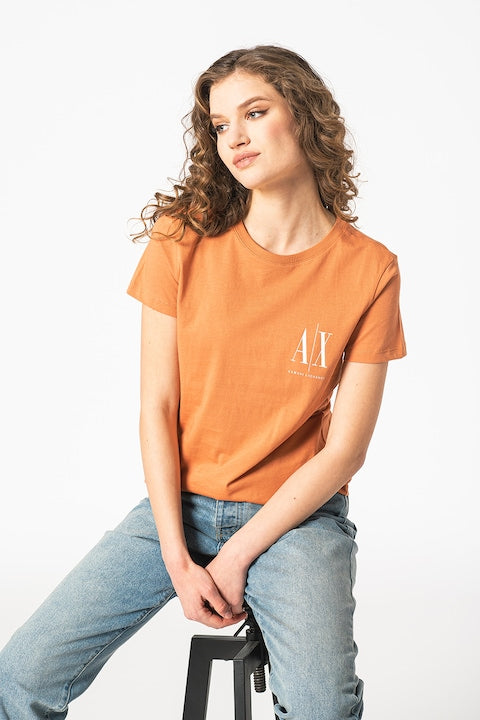 Armani Exchange women Icon Logo Print Regular Fit Round-Neck T-Shirt