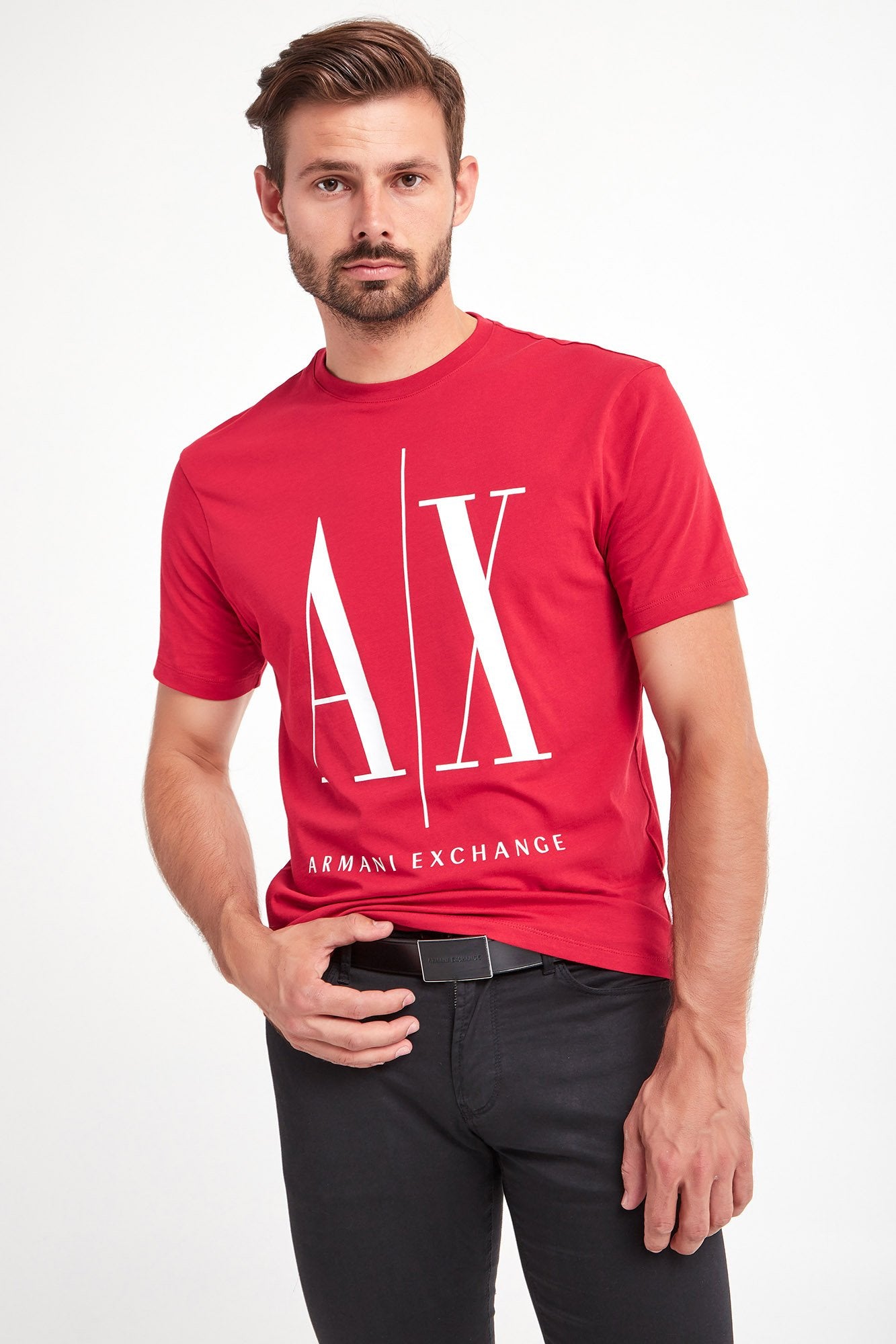 Armani Exchange Red White Icon Logo Tshirt