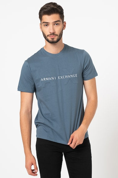 Armani Exchange Regular Fit Light Blue Icon Logo Tshirt