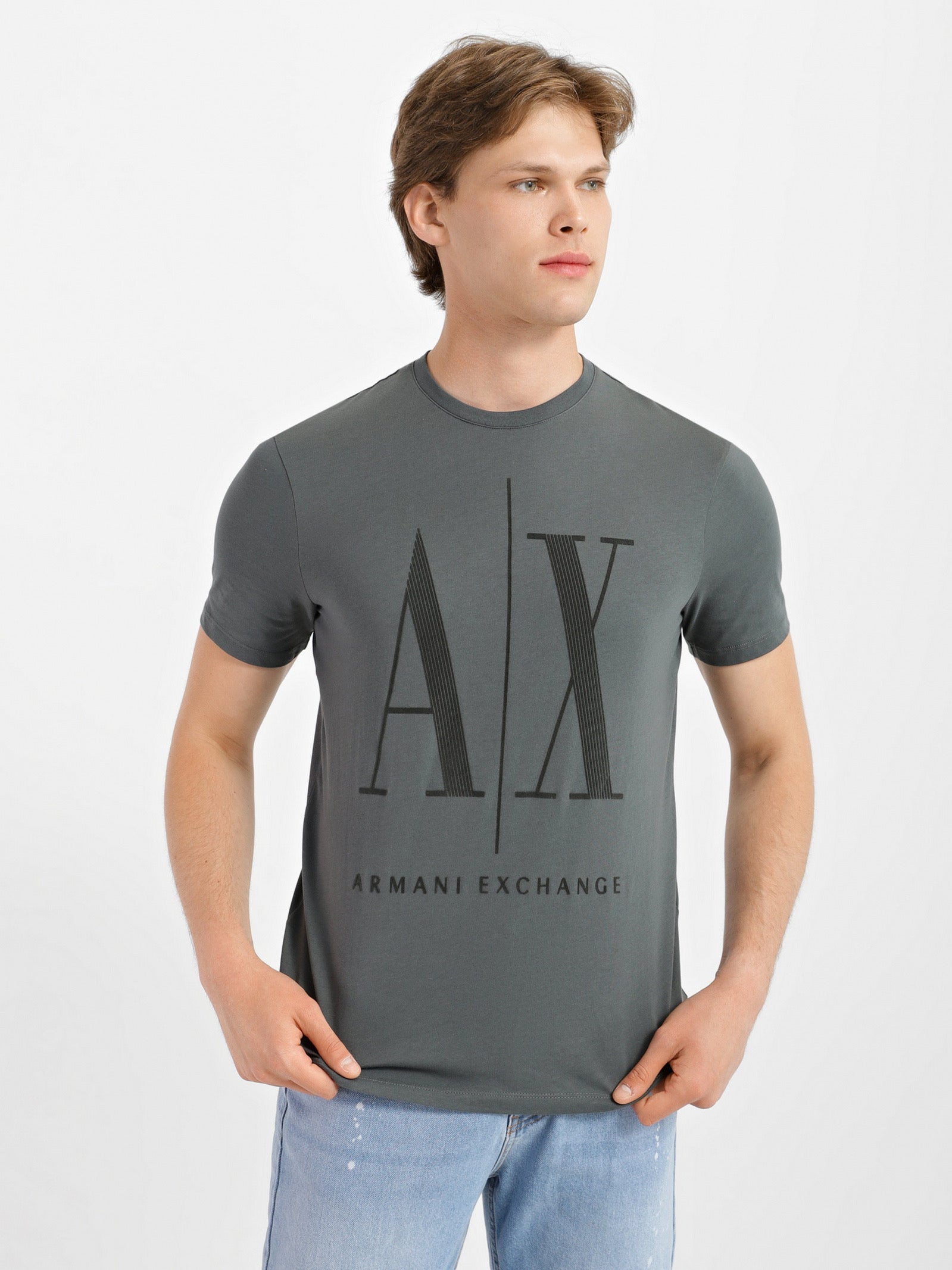 Armani Exchange Green Suede Icon Logo Tshirt