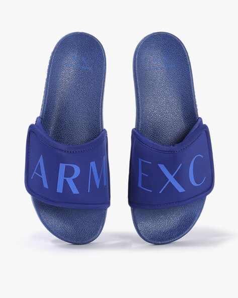 Armani exchange icon logo single strap slides Sandals (blue)
