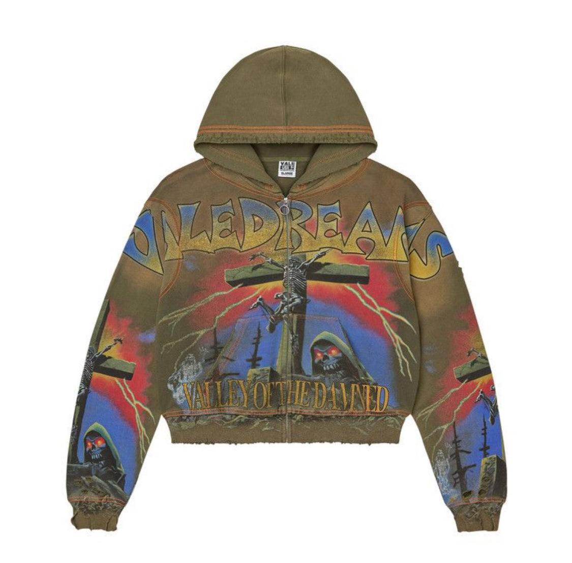 Vale Olive Damned Zip Hoodie