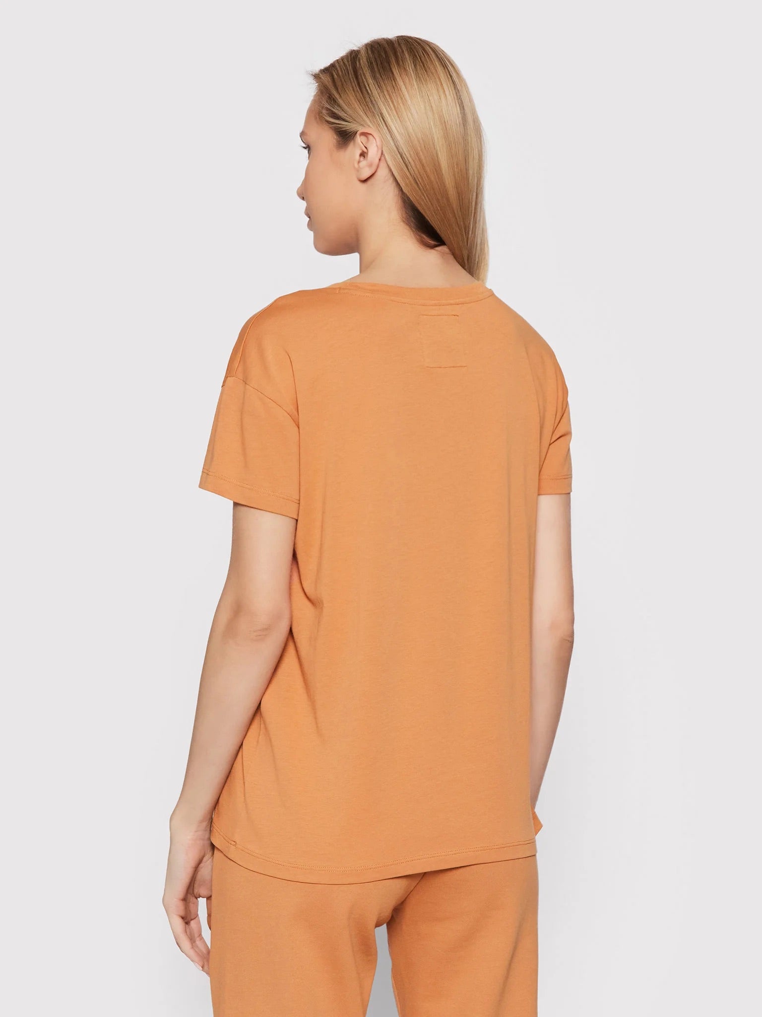 Armani Exchange women peach RELAXED FIT T-SHIRT WITH ROUND NECK AND LOGO