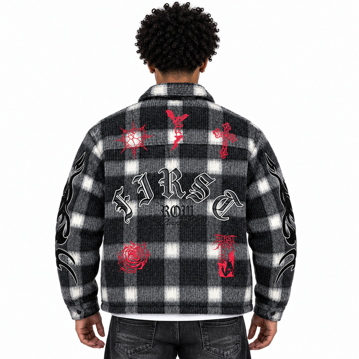 First Row midnight flame shacket - black/white