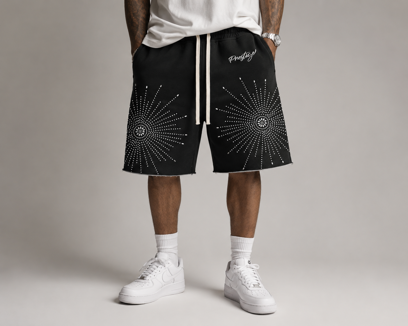 Prestige Star Rhinestone Shorts Black