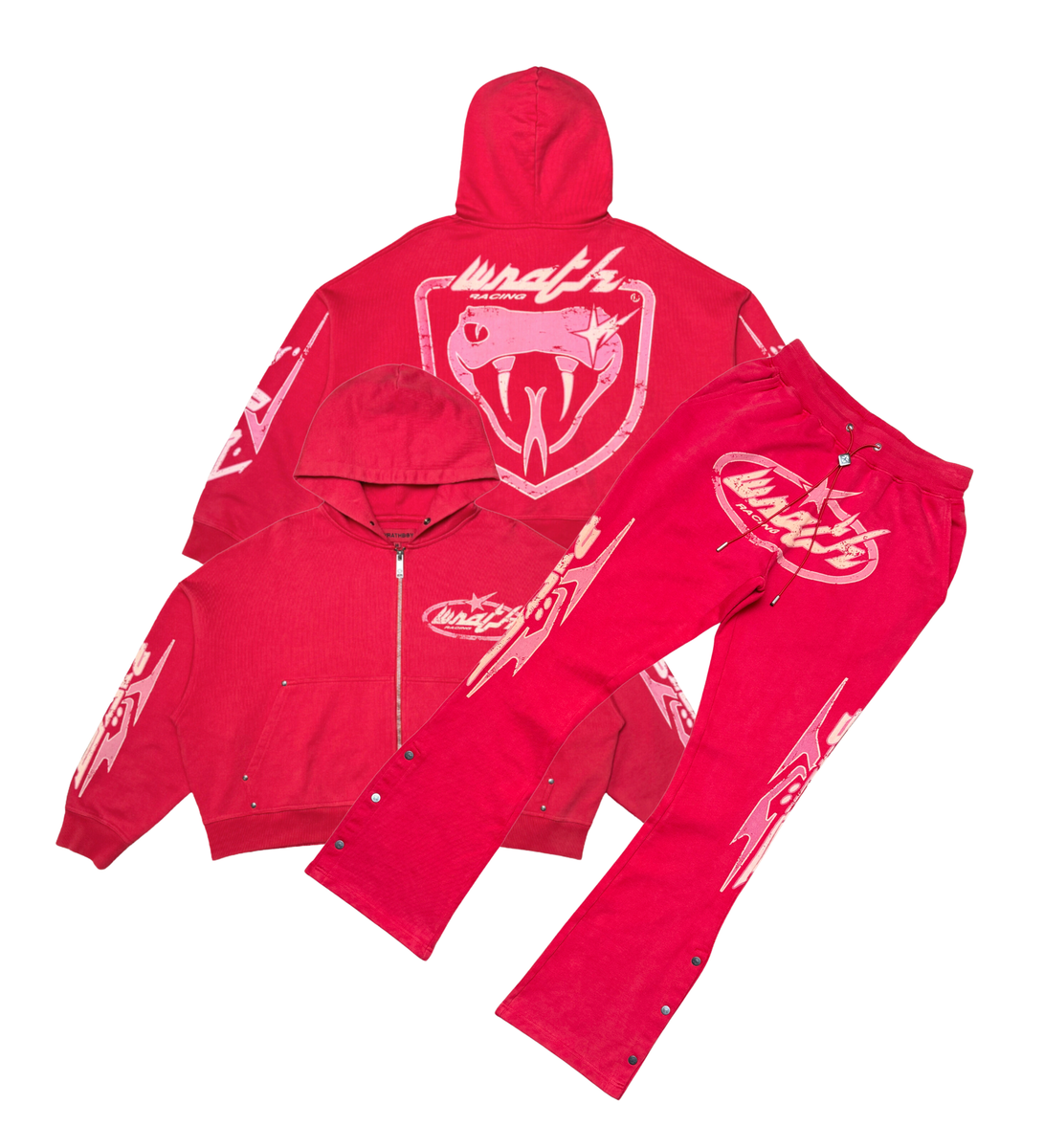 Wrathboy viper zip Jogging set (red)