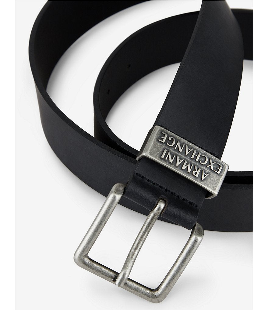 Armani Exchange Icon Black Leather Belts