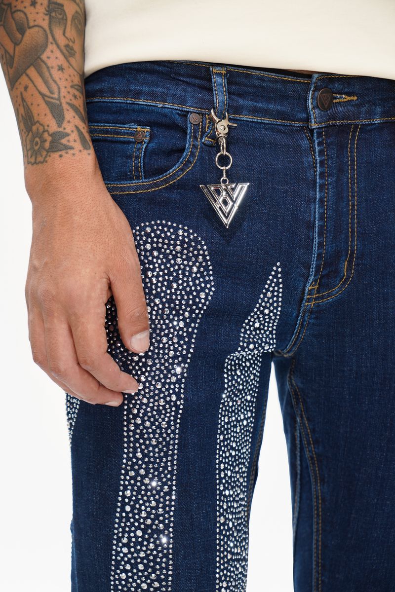 Valabasas Scripted Denim Blue Stacked