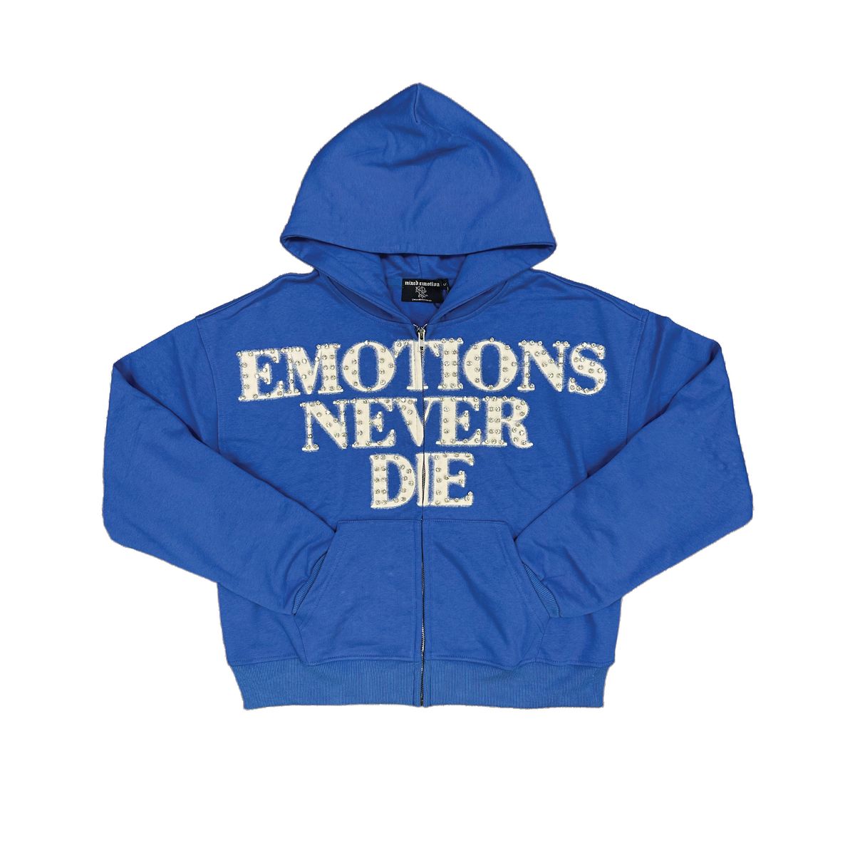 Mix emotions Blue "End" Rhinestone Hoodie