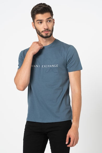 Armani Exchange Regular Fit Light Blue Icon Logo Tshirt