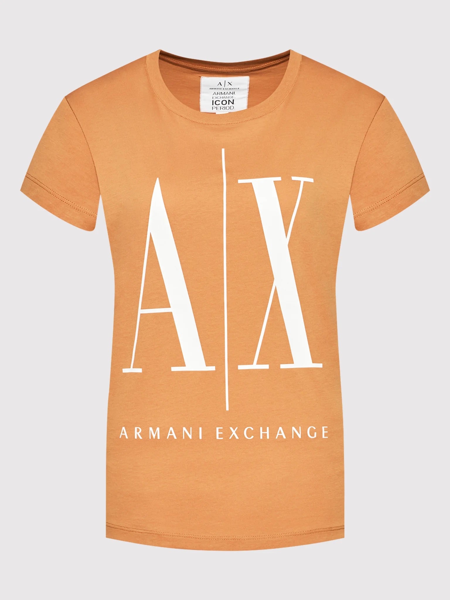 Armani Exchange women peach RELAXED FIT T-SHIRT WITH ROUND NECK AND LOGO