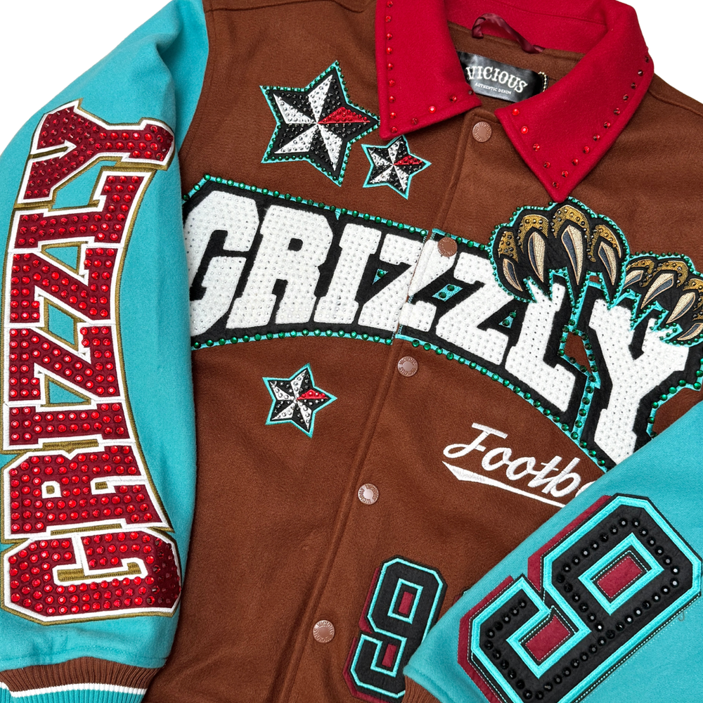 Vicious Grizzly Varsity Jacket - Brown