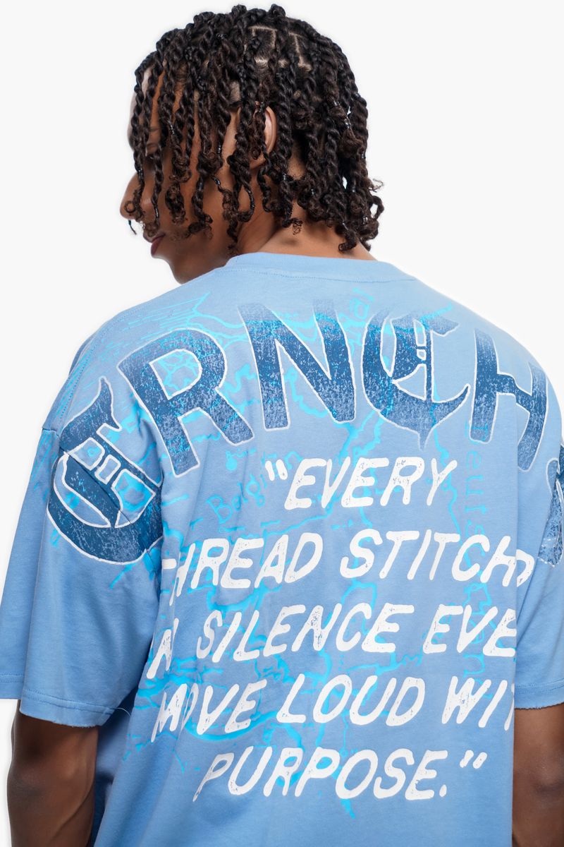 TRNCHS
"STITCHED IN SILENCE" BLUE TEE
