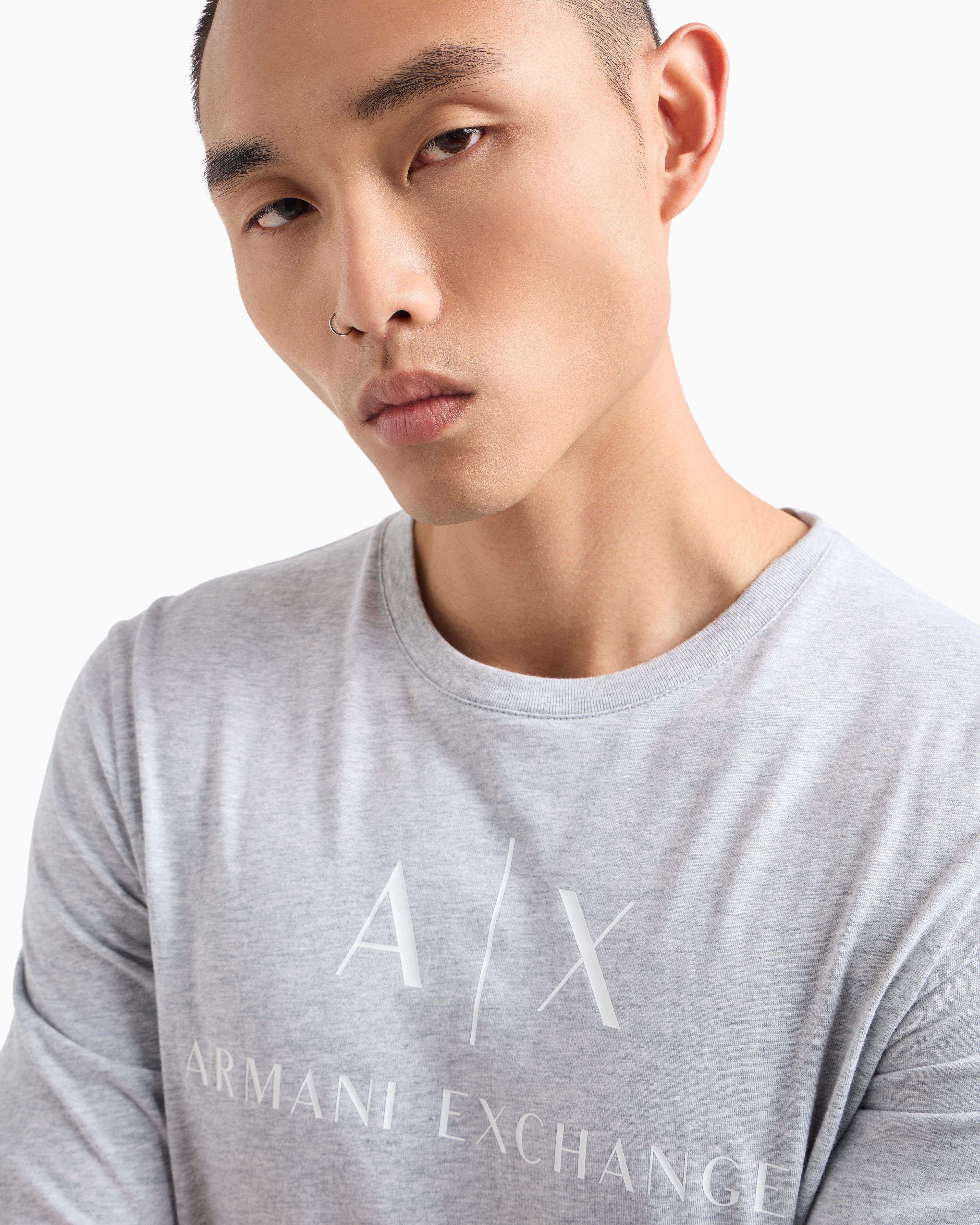 Armani Exchange Slim Fit Grey Long Sleeve T-Shirts