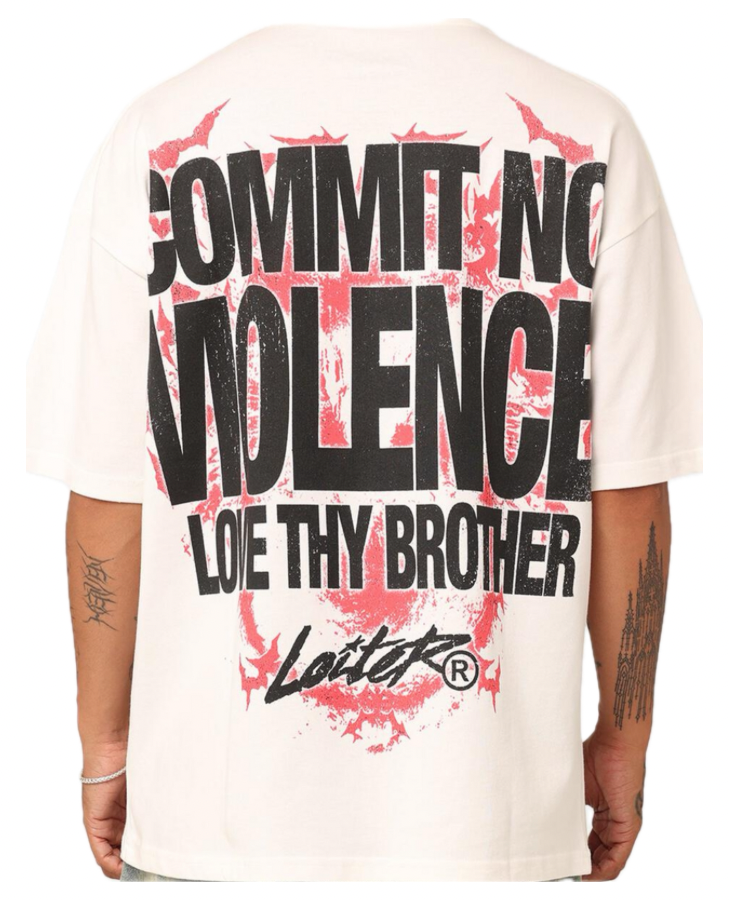 loiter Dog Tag Oversized T-Shirt Cream
