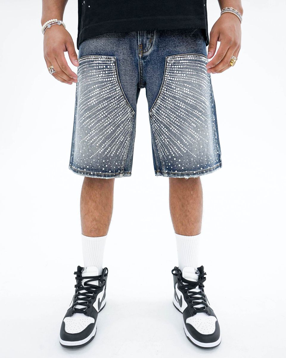 Preme “Drop Gems” Crystal Indigo Shorts