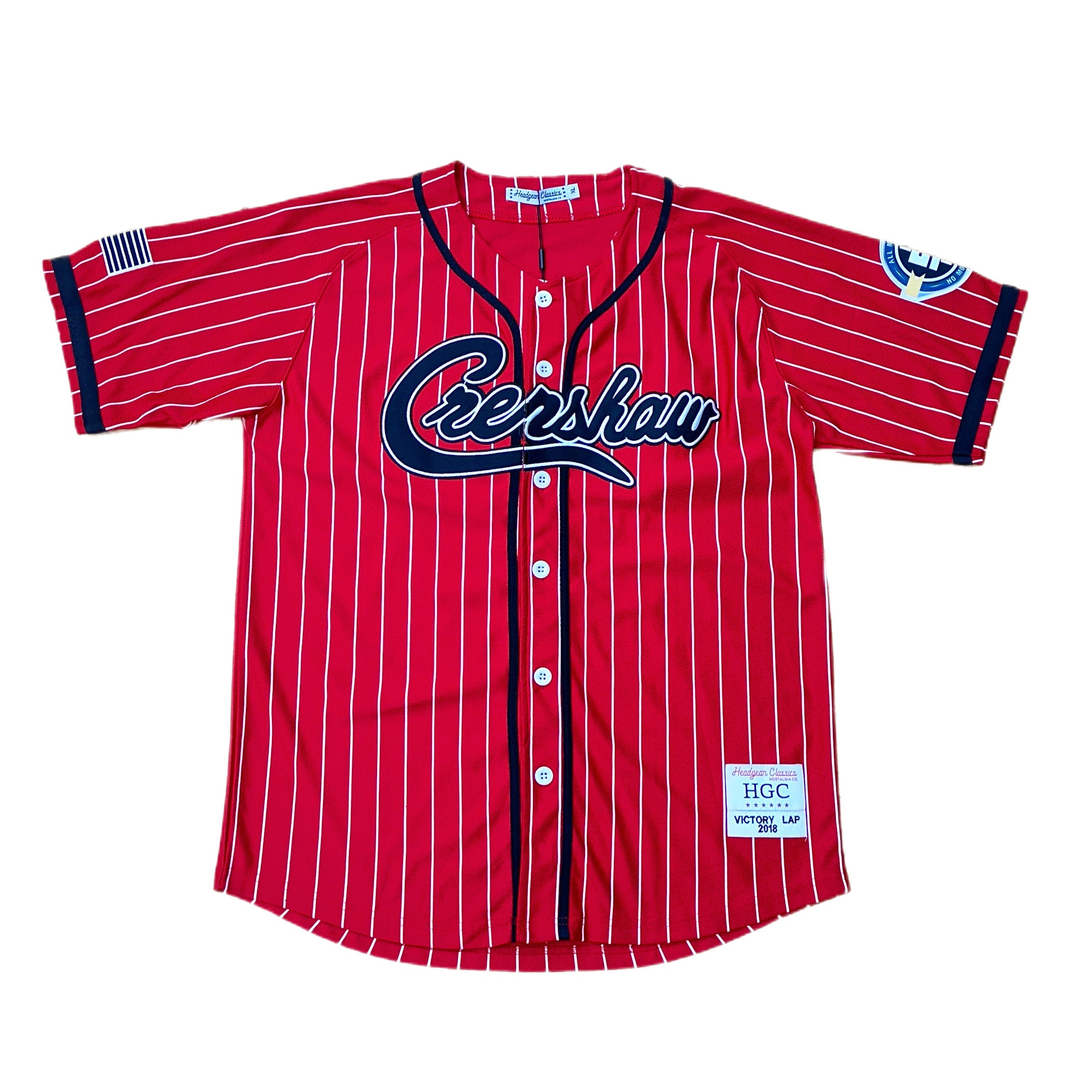HEADGEAR CLASSICS CRENSHAW PINSTRIPES BASEBALL JERSEY-RED