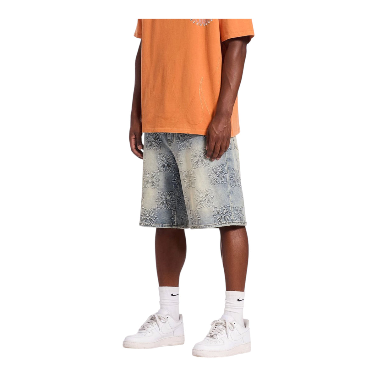 Memory Lane MONOGRAM DENIM SHORT-BLUE RINSE