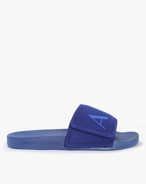 Armani exchange icon logo single strap slides Sandals (blue)