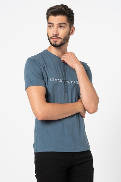 Armani Exchange Regular Fit Light Blue Icon Logo Tshirt