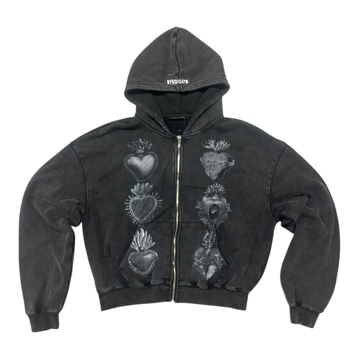 syndicate hearts zip up blk wash