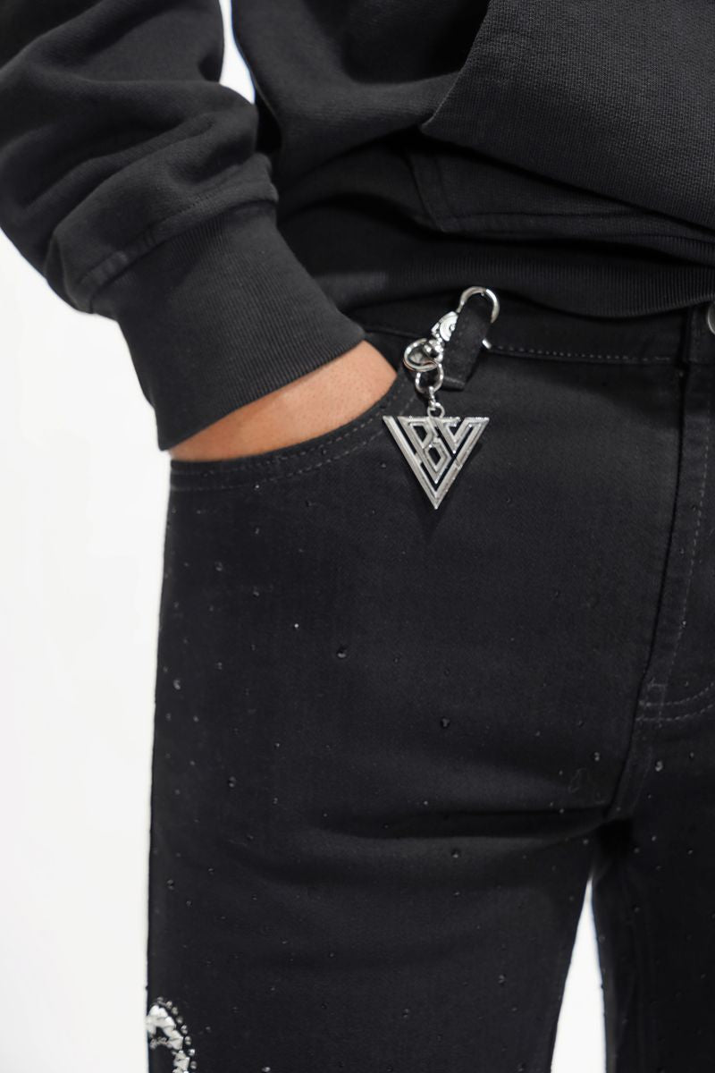 VALABASAS
LATTICE BLACK STACKED FLARE JEAN