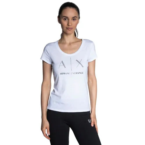 Armani Exchange women stud white T-Shirts