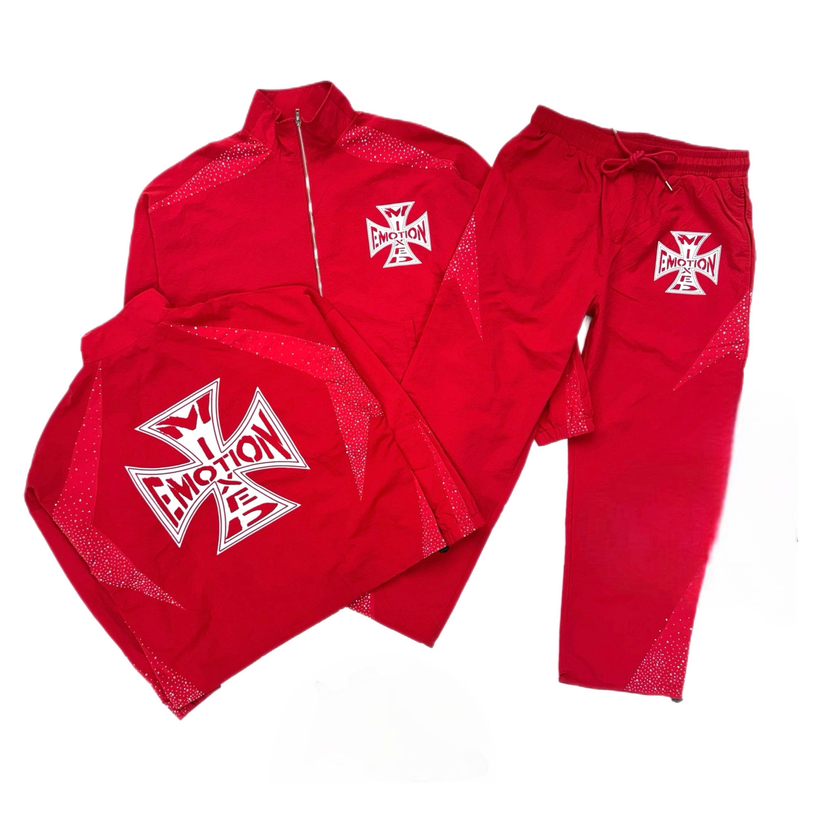 Mixed Emotions Red Classic Nylon Track Set Lightweight
