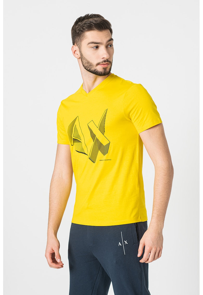 Armani Exchange Regular Fit Yellow Black Tshirt
