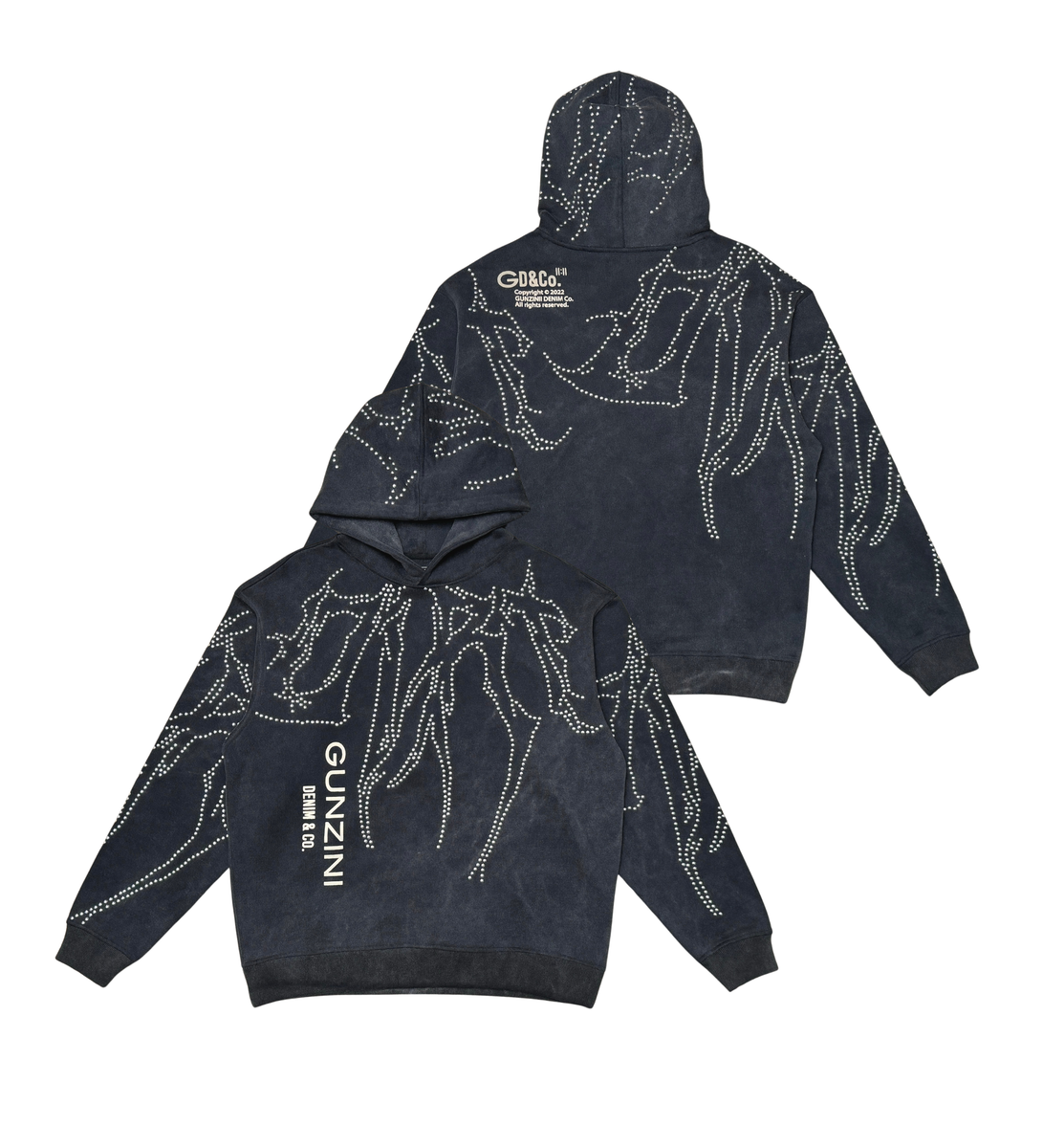 GUNZINII STUDDED BLACK HOODIE