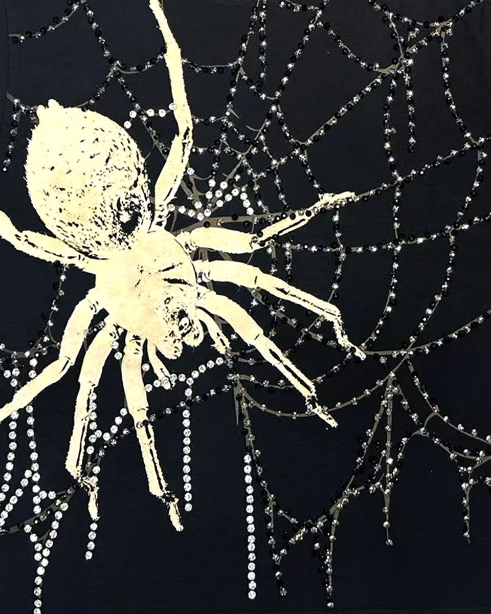 PREME “WEB” CROPPED STONES BLACK TEE