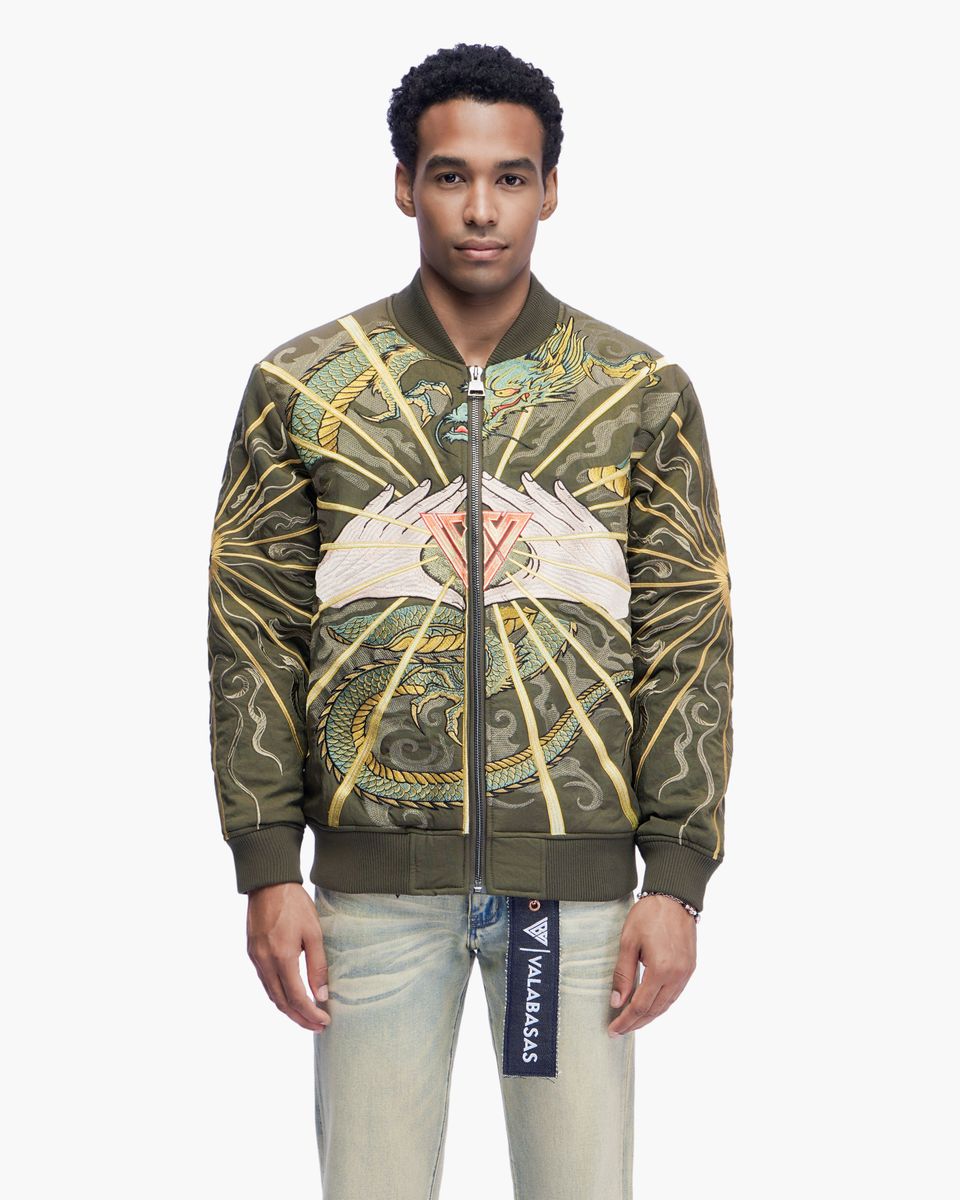 Valabasas Po Black Dragon Bomber Jacket (Po-Olive)