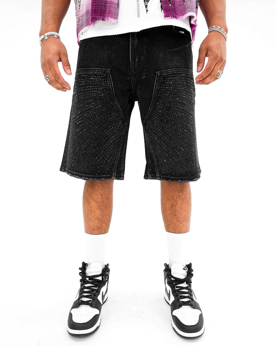 preme Drop gems” crystal black shorts