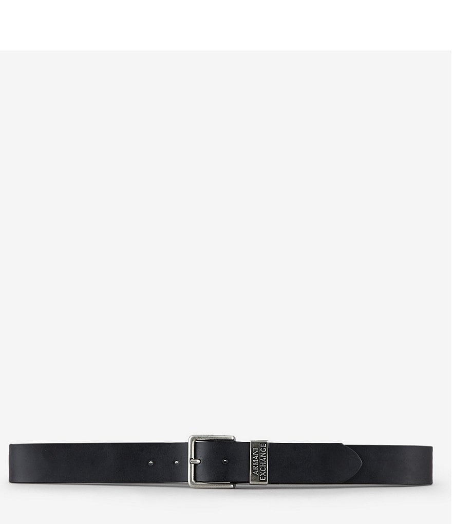 Armani Exchange Icon Black Leather Belts
