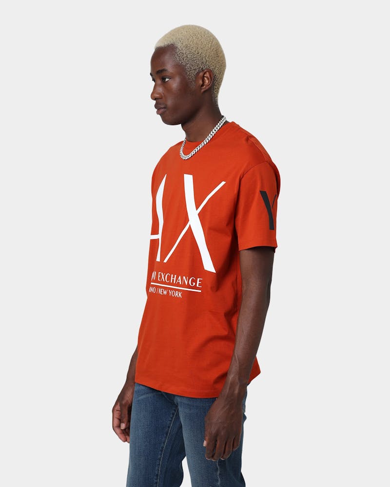 Armani Exchange Comfort Fit Orange White Oversized Icon Logo Tshirt